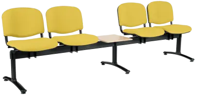 CL - 25 + D, čalouněná lavice do čekárny, 4-sedák, stolek, koženka AN - 036 žlutá, kostra černá