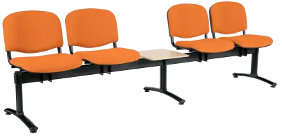 CL - 25 + D, čalouněná lavice do čekárny, 4-sedák, stolek, koženka AN - 030 oranžová, kostra černá