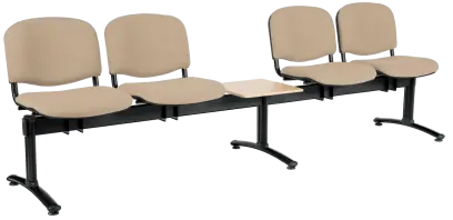 CL - 25 + D, čalouněná lavice do čekárny, 4-sedák, stolek, koženka AN - 096 béžová, kostra černá