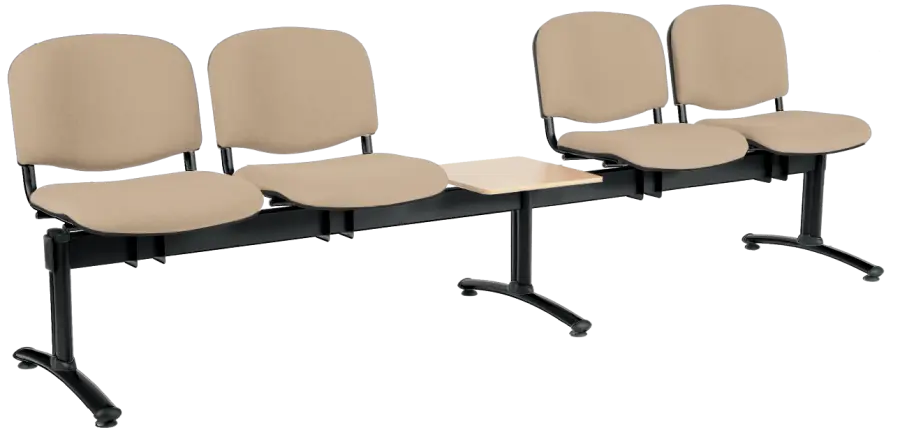 CL - 25 + D, čalouněná lavice do čekárny, 4-sedák, stolek, koženka AN - 096 béžová, kostra černá