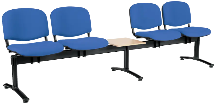 CL - 25 + D, čalouněná lavice do čekárny, 4-sedák, stolek, koženka AN - 067 nebeská modrá, kostra černá