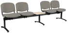 CL - 25 + D, čalouněná lavice do čekárny, 4-sedák, stolek, koženka AN - 052 šedá, kostra černá