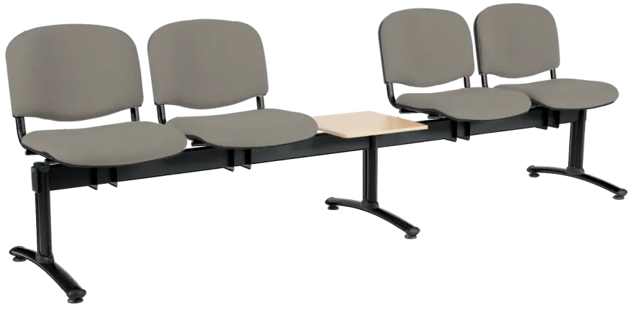 CL - 25 + D, čalouněná lavice do čekárny, 4-sedák, stolek, koženka AN - 052 šedá, kostra černá