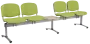 CL - 25 + D, čalouněná lavice do čekárny, 4-sedák, stolek, koženka AN - 079 citrónově zelená, kostra stříbrná