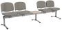CL - 25 + D, čalouněná lavice do čekárny, 4-sedák, stolek, koženka AN - 052 šedá, kostra stříbrná