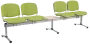 CL - 25 + D, čalouněná lavice do čekárny, 4-sedák, stolek, koženka AN - 079 citrónově zelená, kostra chrom
