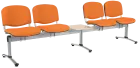 CL - 25 + D, čalouněná lavice do čekárny, 4-sedák, stolek, koženka AN - 030 oranžová, kostra chrom