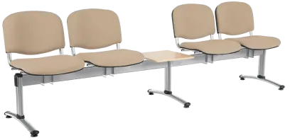 CL - 25 + D, čalouněná lavice do čekárny, 4-sedák, stolek, koženka AN - 096 béžová, kostra chrom
