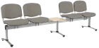 CL - 25 + D, čalouněná lavice do čekárny, 4-sedák, stolek, koženka AN - 052 šedá, kostra chrom