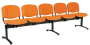 CL - 25, čalouněná lavice do čekárny, 5-sedák, koženka AN - 030 oranžová, kostra černá