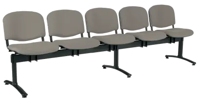 CL - 25, čalouněná lavice do čekárny, 5-sedák, koženka AN - 052 šedá, kostra černá