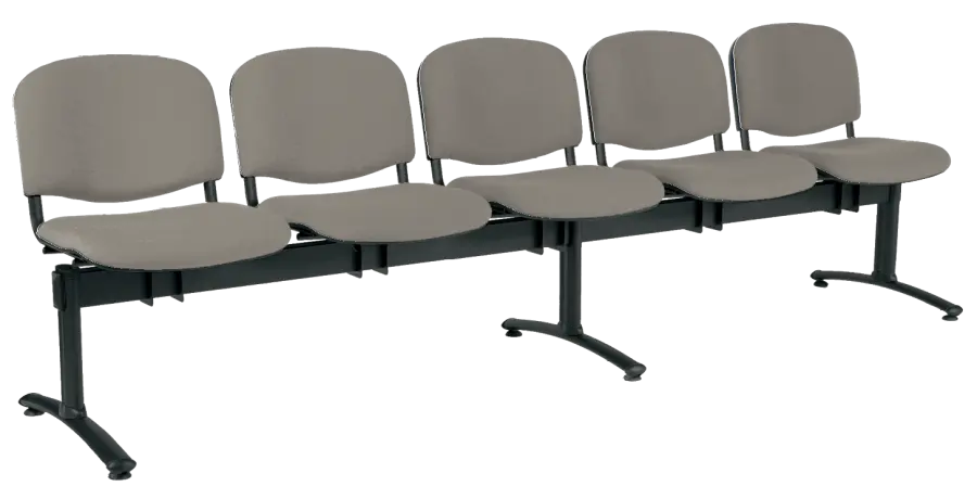 CL - 25, čalouněná lavice do čekárny, 5-sedák, koženka AN - 052 šedá, kostra černá