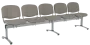 CL - 25, čalouněná lavice do čekárny, 5-sedák, koženka AN - 052 šedá, kostra stříbrná