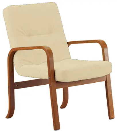 RO - 10 křeslo čalouněné koženkou Holy, dřevěné HOLY BE 5 - koženka krémová