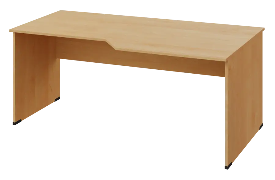 EZL 18 - 188 stůl kancelářský, rohový, pravý, dřevěná podnož, deska 18 mm, široký 1800 mm, javor horský