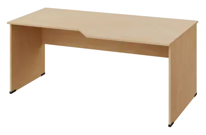 EZL 28 - 188 stůl kancelářský, rohový, pravý, dřevěná podnož, deska 25 mm, široký 1800 mm, bříza světlá