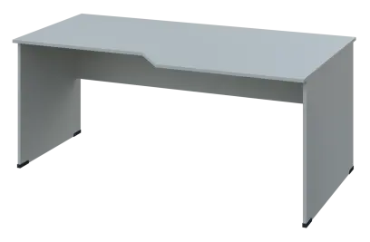 EZL 28 - 188 stůl kancelářský, rohový, pravý, dřevěná podnož, deska 25 mm, široký 1800 mm, šedá
