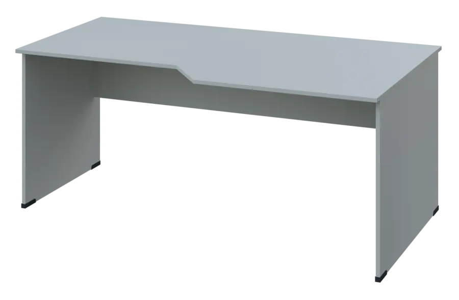 EZL 28 - 188 stůl kancelářský, rohový, pravý, dřevěná podnož, deska 25 mm, široký 1800 mm, šedá