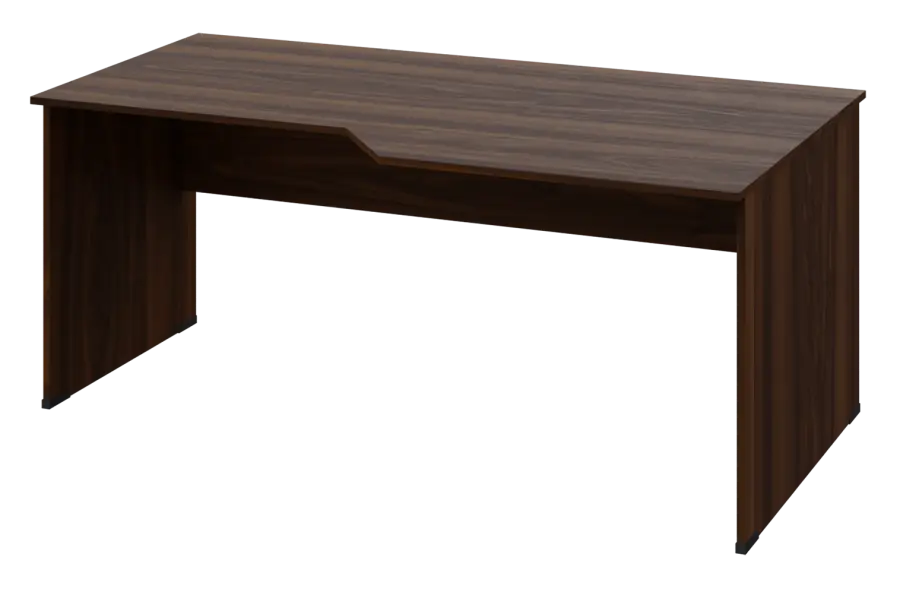 EZL 28 - 188 stůl kancelářský, rohový, pravý, dřevěná podnož, deska 25 mm, široký 1800 mm, ořech královský