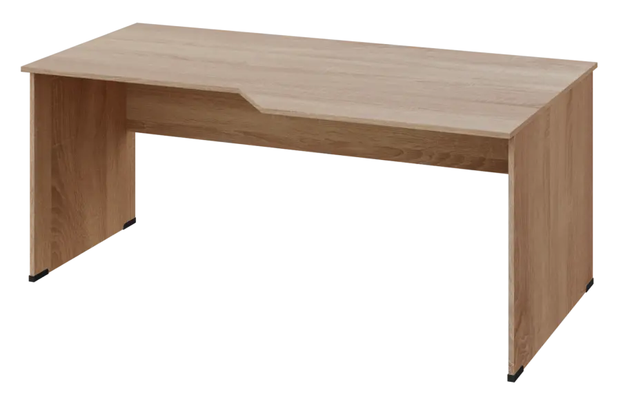 EZL 28 - 188 stůl kancelářský, rohový, pravý, dřevěná podnož, deska 25 mm, široký 1800 mm, dub bardolino