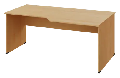 EZL 28 - 188 stůl kancelářský, rohový, pravý, dřevěná podnož, deska 25 mm, široký 1800 mm, javor horský