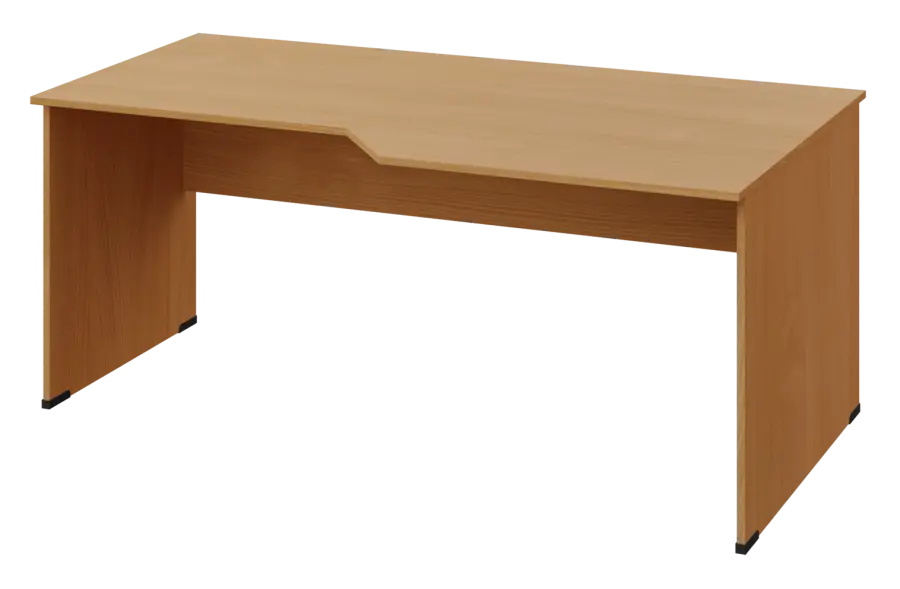 EZL 28 - 188 stůl kancelářský, rohový, pravý, dřevěná podnož, deska 25 mm, široký 1800 mm, buk Royal
