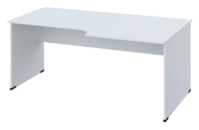ERL 18 - 188 stůl kancelářský, rohový, pravý, dřevěná podnož, deska 18 mm, široký 1800 mm, bílá