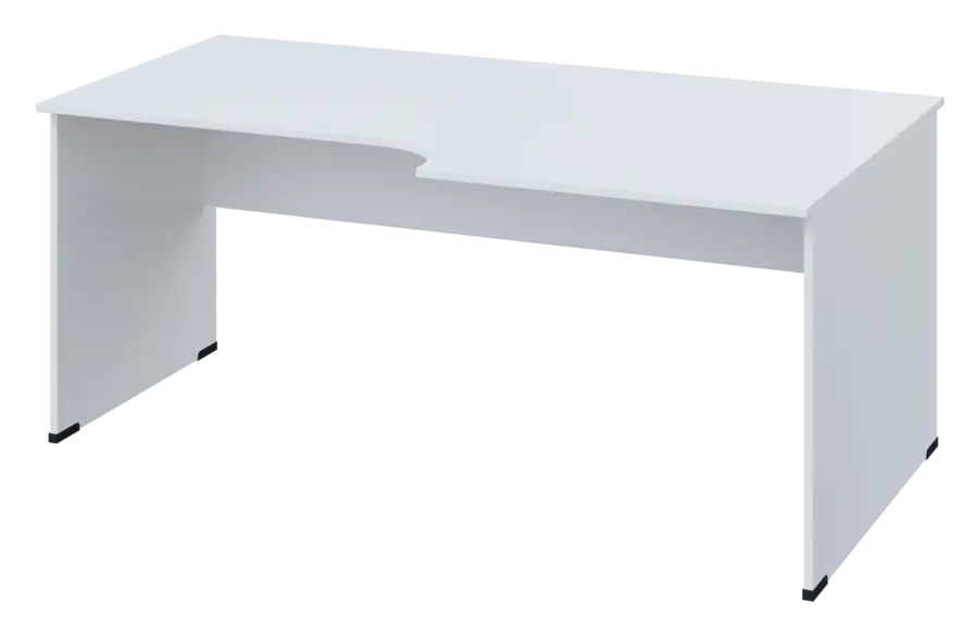 ERL 18 - 188 stůl kancelářský, rohový, pravý, dřevěná podnož, deska 18 mm, široký 1800 mm, bílá