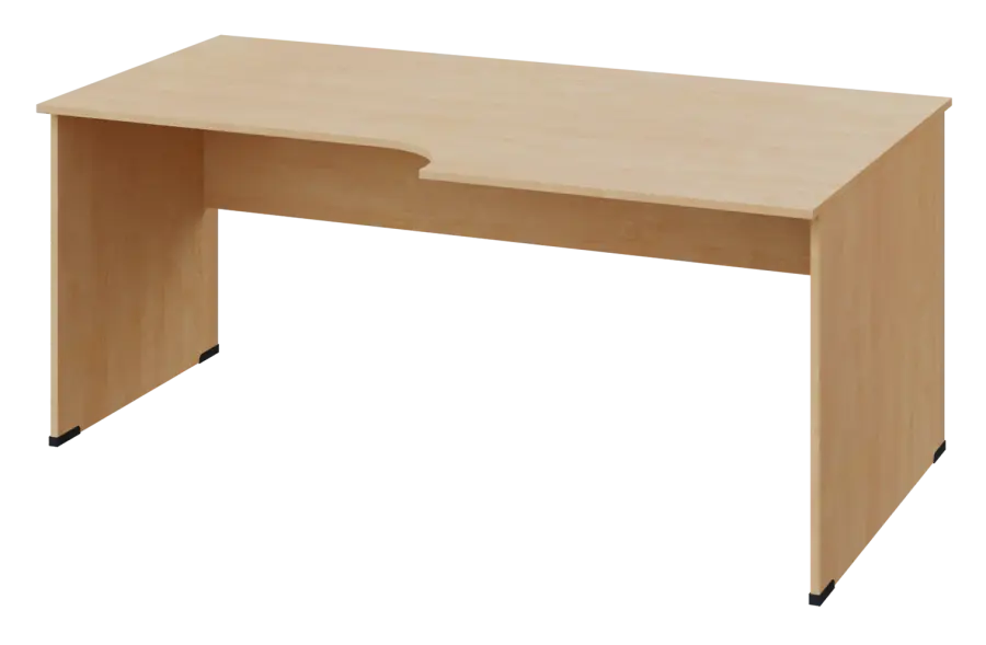 ERL 18 - 188 stůl kancelářský, rohový, pravý, dřevěná podnož, deska 18 mm, široký 1800 mm, bříza světlá