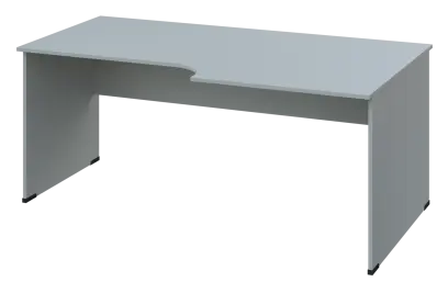 ERL 18 - 188 stůl kancelářský, rohový, pravý, dřevěná podnož, deska 18 mm, široký 1800 mm, šedá