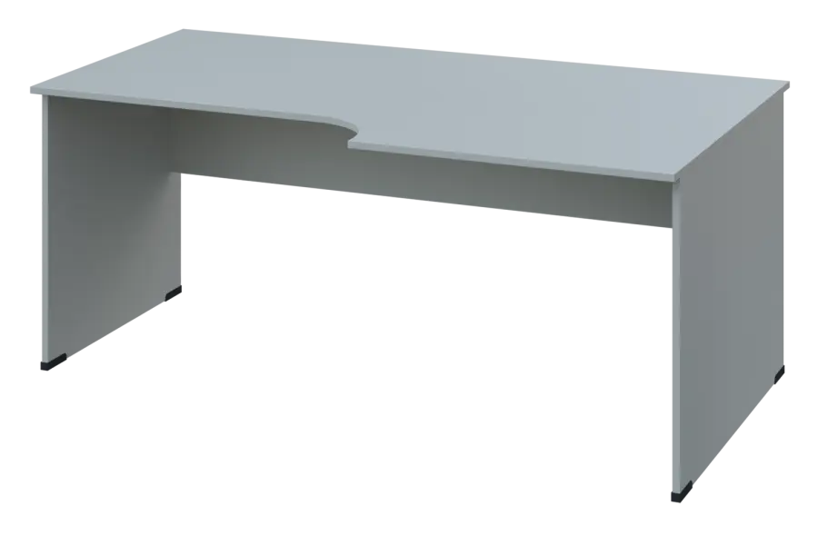 ERL 18 - 188 stůl kancelářský, rohový, pravý, dřevěná podnož, deska 18 mm, široký 1800 mm, šedá