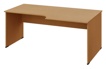 ERL 18 - 188 stůl kancelářský, rohový, pravý, dřevěná podnož, deska 18 mm, široký 1800 mm, buk Royal