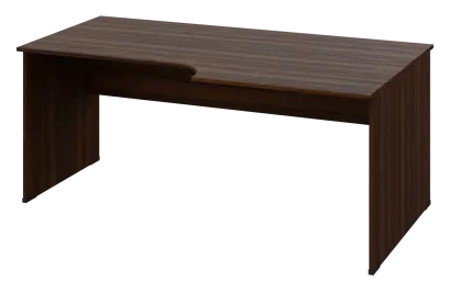 ERL 18 - 188 stůl kancelářský, rohový, pravý, dřevěná podnož, deska 18 mm, široký 1800 mm, ořech královský