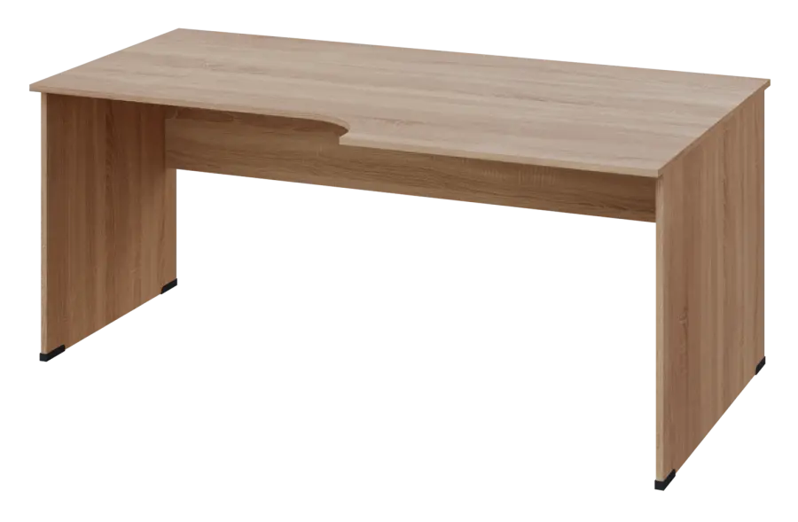 ERL 18 - 188 stůl kancelářský, rohový, pravý, dřevěná podnož, deska 18 mm, široký 1800 mm, dub bardolino
