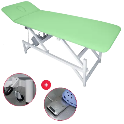 VL - S2 - E lehátko, koženka HOLY Z2 zelinkavá + VL-KO s brzdou (4ks) + VL-NO nožní ovladač elektromotoru