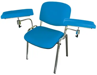 OZC - 02 židle odběrová s dvěma područkami, koženka OTO N 15 blankytně modrá