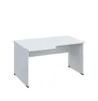 LR 28 - 146 stůl kancelářský, rohový, levý, dřevěná podnož, deska 25 mm, široký 1400 mm, bílá