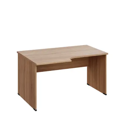 LR 28 - 146 stůl kancelářský, rohový, dřevěná podnož, deska 25 mm, levý lamino - dub bardolino