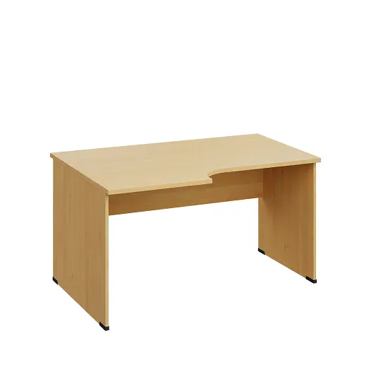 LR 28 - 146 stůl kancelářský, rohový, levý, dřevěná podnož, deska 25 mm, široký 1400 mm, javor horský