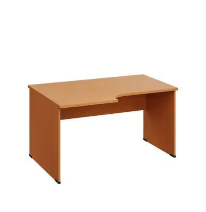 LR 28 - 146 stůl kancelářský, rohový, levý, dřevěná podnož, deska 25 mm, široký 1400 mm, buk Royal