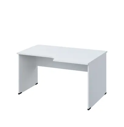LR 28 - 146 stůl kancelářský, rohový, pravý, dřevěná podnož, deska 25 mm, široký 1400 mm, bílá