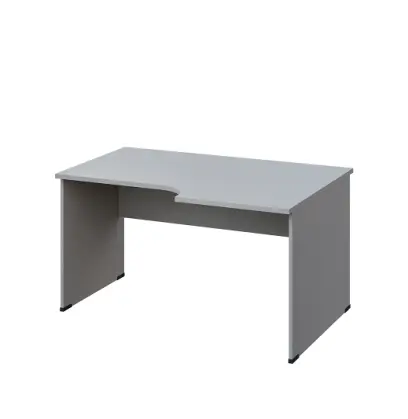 LR 28 - 146 stůl kancelářský, rohový, pravý, dřevěná podnož, deska 25 mm, široký 1400 mm, šedá