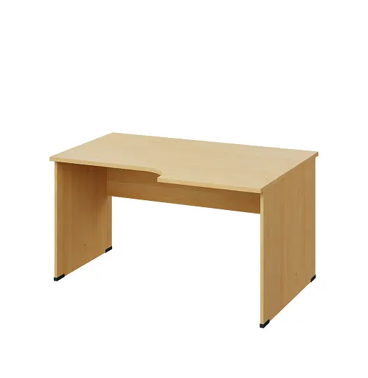 LR 28 - 146 stůl kancelářský, rohový, pravý, dřevěná podnož, deska 25 mm, široký 1400 mm, javor horský