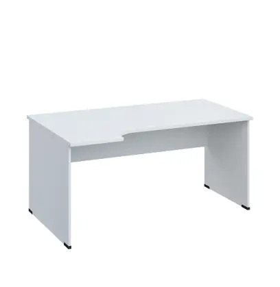 LR 28 - 164 stůl kancelářský, rohový, levý, dřevěná podnož, deska 25 mm, široký 1600 mm, bílá