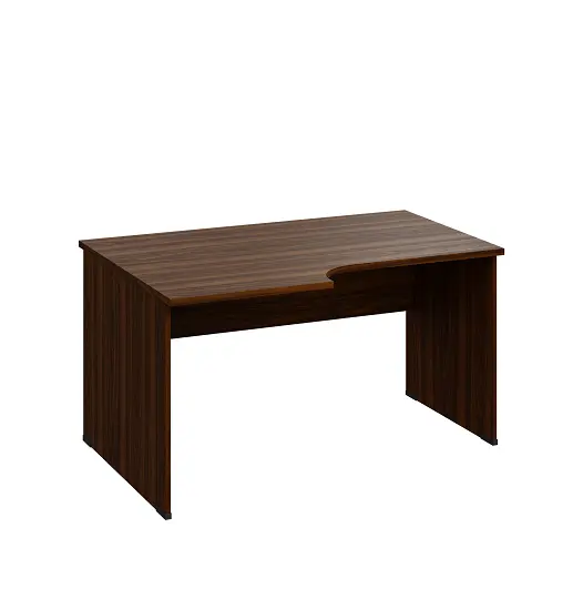 LR 28 - 164 stůl kancelářský, rohový, levý, dřevěná podnož, deska 25 mm, široký 1600 mm, ořech královský