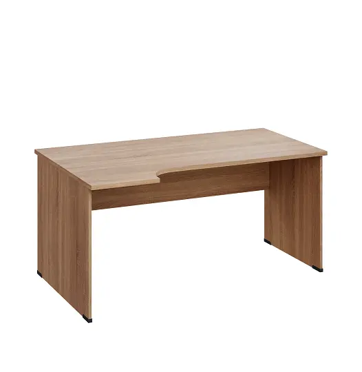 LR 28 - 164 stůl kancelářský, rohový, levý, dřevěná podnož, deska 25 mm, široký 1600 mm, dub bardolino