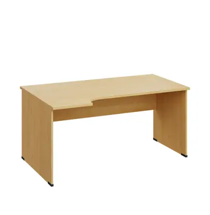 LR 28 - 164 stůl kancelářský, rohový, levý, dřevěná podnož, deska 25 mm, široký 1600 mm, javor horský