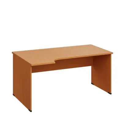 LR 28 - 164 stůl kancelářský, rohový, levý, dřevěná podnož, deska 25 mm, široký 1600 mm, buk Royal