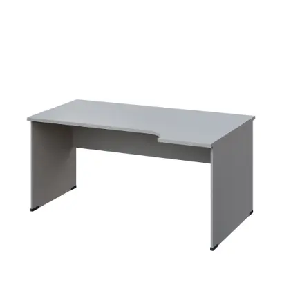 LR 28 - 164 stůl kancelářský, rohový, pravý, dřevěná podnož, deska 25 mm, široký 1600 mm, šedá
