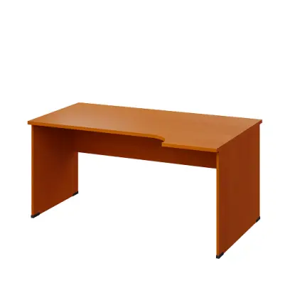 LR 28 - 164 stůl kancelářský, rohový, pravý, dřevěná podnož, deska 25 mm, široký 1600 mm, třešeň šumavská
